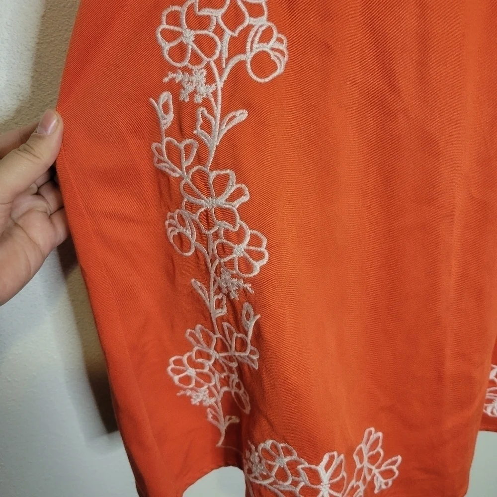 Lulu's size xs Fabiola coral orange embroidered shift dress_3